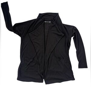 JET John Eshaya Black Open Front Knit Blazer Cardigan Jacket Size OS